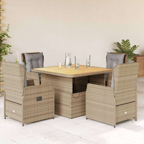 VidaXL Polyrattan Kerti Étkezőgarnitúra - 5 részes - Bézs