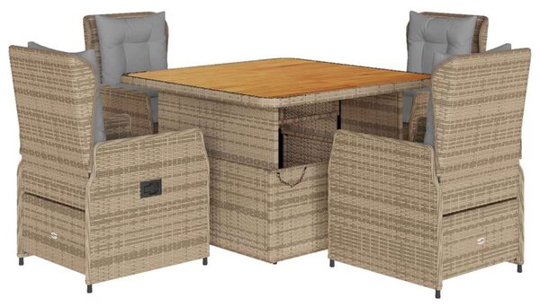 VidaXL Polyrattan Kerti Étkezőgarnitúra - 5 részes - Bézs