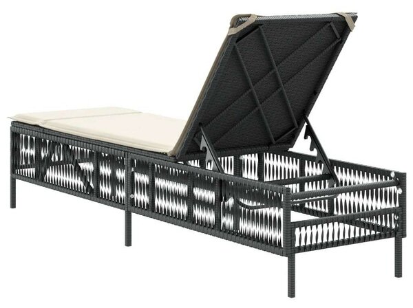 VidaXL Napozóágy - Fekete Polyrattan - 198cm