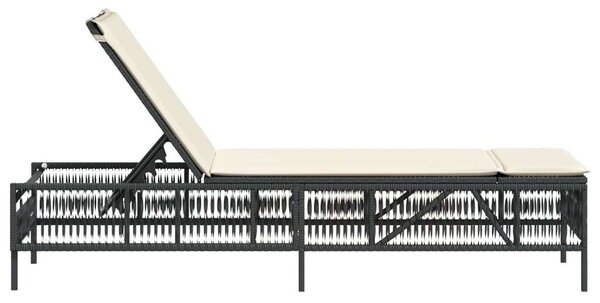 VidaXL Napozóágy - Fekete Polyrattan - 198cm