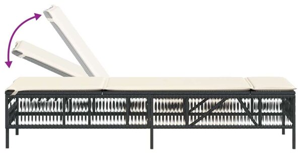 VidaXL Napozóágy - Fekete Polyrattan - 198cm