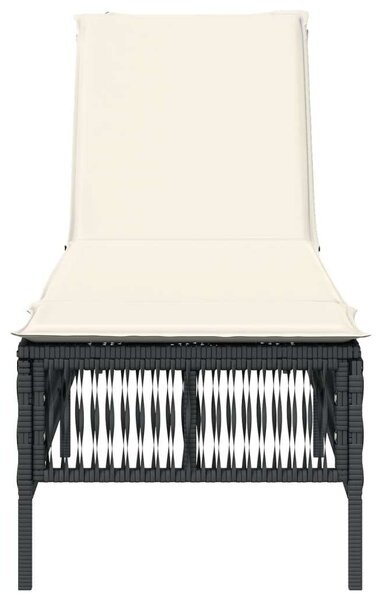 VidaXL Napozóágy - Fekete Polyrattan - 198cm