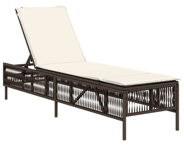 VidaXL Napozóágy - Barna Polyrattan - 198cm