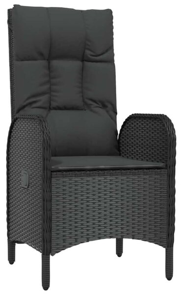 VidaXL 9 részes fekete polyrattan kerti étkezőgarnitúra párnákkal