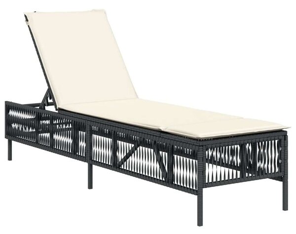 VidaXL Napozóágy - Fekete Polyrattan - 198cm