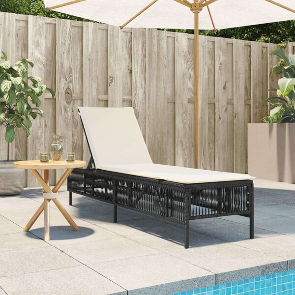 VidaXL Napozóágy - Fekete Polyrattan - 198cm