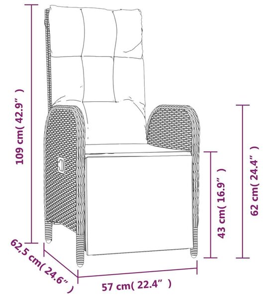 VidaXL Polyrattan Kerti Étkezőgarnitúra - 9 részes - Fekete