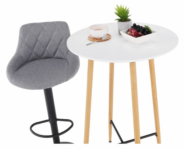 Bárasztal, fehér/tölgy, átmérő 60 cm, IMAM