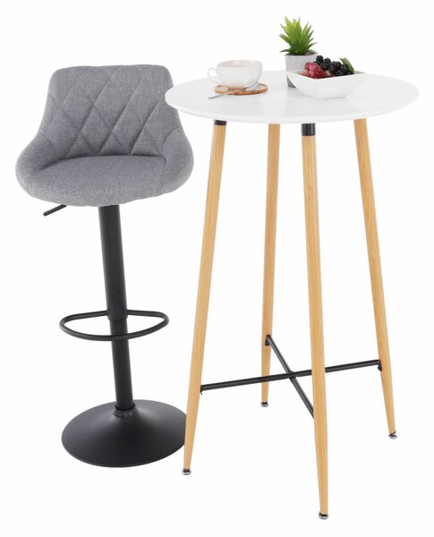 Bárasztal, fehér/tölgy, átmérő 60 cm, IMAM