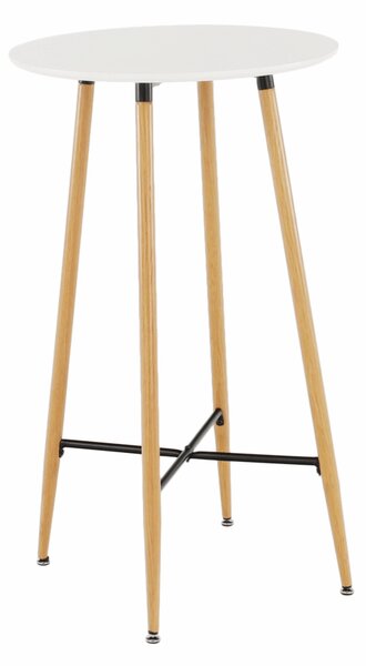 Bárasztal, fehér/tölgy, átmérő 60 cm, IMAM