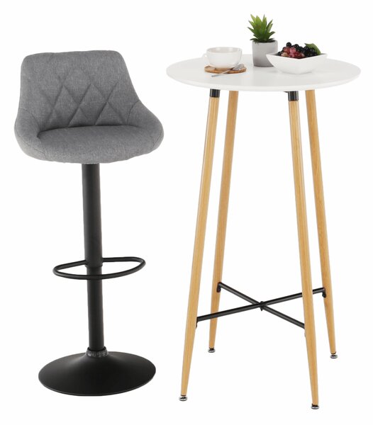 Bárasztal, fehér/tölgy, átmérő 60 cm, IMAM