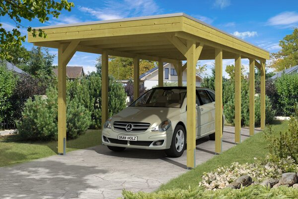 Nyitott garázs kocsibeálló Skanholz Carport314 314 x 708 cm, Tető nélkül
