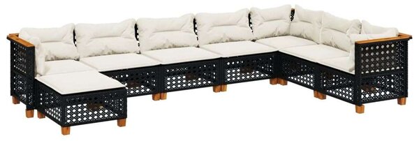 VidaXL Polyrattan Kerti Ülőgarnitúra - 8 részes - Fekete