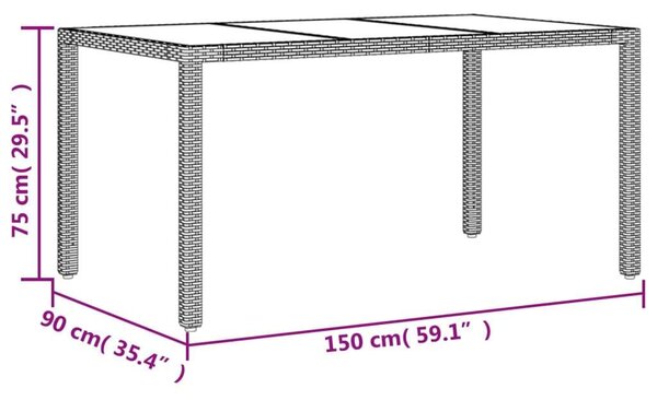 Polyrattan Kerti Étkezőgarnitúra - 7 részes - Fekete