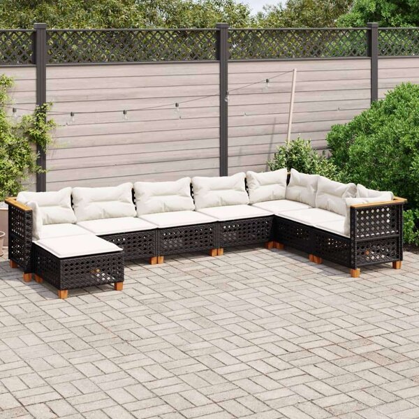 VidaXL Polyrattan Kerti Ülőgarnitúra - 8 részes - Fekete