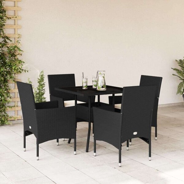 VidaXL Polyrattan Kerti Étkezőgarnitúra - 5 részes - Fekete