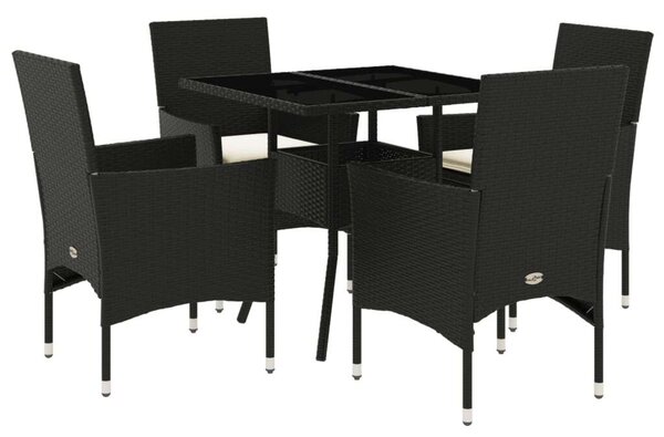 VidaXL Polyrattan Kerti Étkezőgarnitúra - 5 részes - Fekete