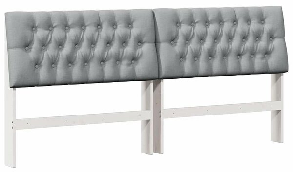 VidaXL Kárpitozott fejtámla Világosszürke 200 cm Tömör fenyőfa