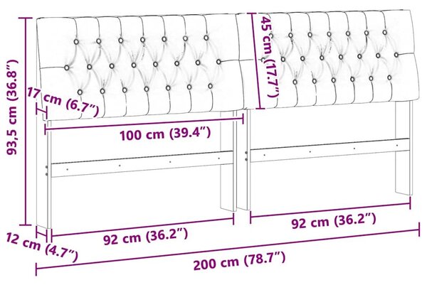 VidaXL Kárpitozott fejtámla Tópszínű 200 cm Tömör fenyőfa