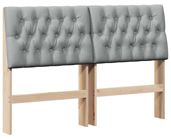 VidaXL Kárpitozott fejtámla Világosszürke 160 cm Tömör fenyőfa