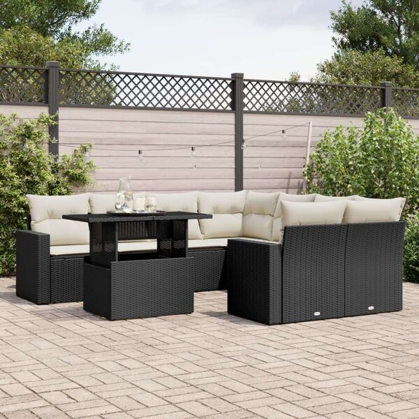VidaXL Polyrattan Kerti Ülőgarnitúra - 9 részes - Fekete