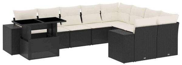 VidaXL Polyrattan Kerti Ülőgarnitúra - 10 részes - Fekete