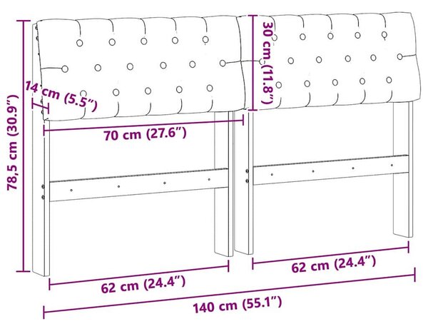 VidaXL Kárpitozott fejtámla Tópszínű 140 cm Tömör fenyőfa