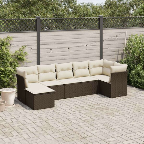 VidaXL Polyrattan Kerti Ülőgarnitúra - 7 részes - Barna