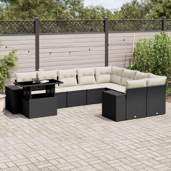 VidaXL Polyrattan Kerti Ülőgarnitúra - 10 részes - Fekete