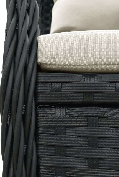 VidaXL 5 részes Kerti Étkezőgarnitúra - Fekete Polyrattan