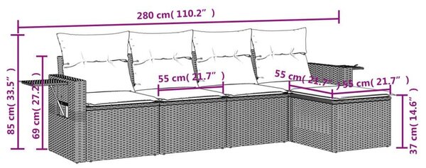 VidaXL 5 részes Polyrattan Kerti Ülőgarnitúra - Bézs