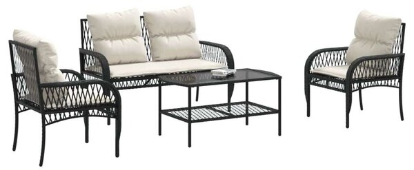 VidaXL Polyrattan Kerti Ülőgarnitúra - 4 részes, Fekete