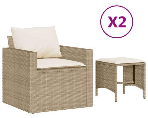 VidaXL 4 részes bézs polyrattan kerti ülőgarnitúra párnákkal
