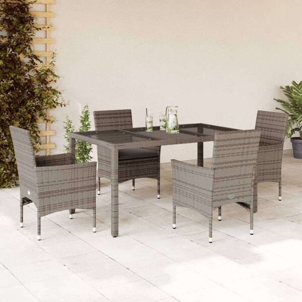 Polyrattan Kerti Étkezőgarnitúra - 5 részes - Szürke