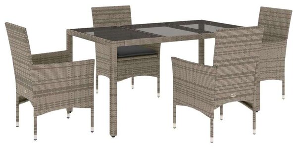 Polyrattan Kerti Étkezőgarnitúra - 5 részes - Szürke