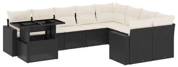 VidaXL Polyrattan Kerti Ülőgarnitúra - 10 részes - Fekete