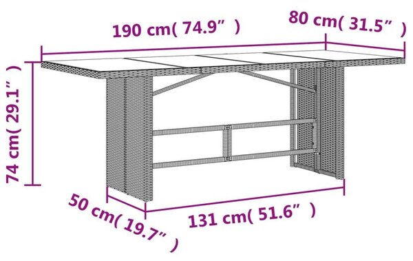 VidaXL Kerti Étkezőgarnitúra - 9 részes - Fekete Polyrattan