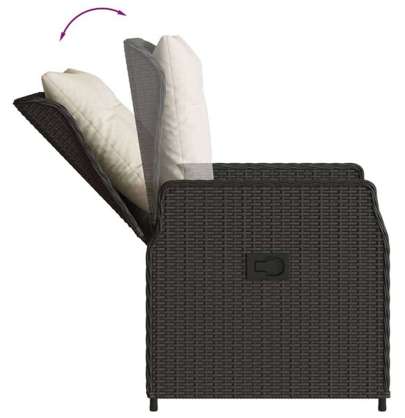 VidaXL Kerti Étkezőgarnitúra - 9 részes - Fekete Polyrattan