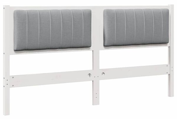 VidaXL Kárpitozott fejtámla fejtámlával Fehér 160 cm Tömör fenyőfa