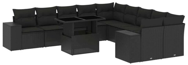 VidaXL Polyrattan Kerti Ülőgarnitúra - 11 részes - Fekete