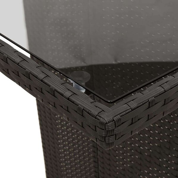 VidaXL Kerti Étkezőgarnitúra - 9 részes - Fekete Polyrattan