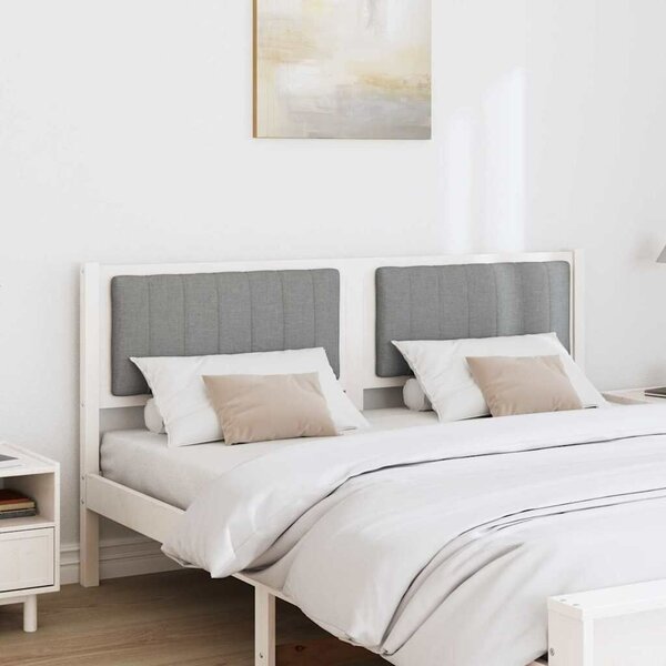 VidaXL Kárpitozott fejtámla fejtámlával Fehér 160 cm Tömör fenyőfa