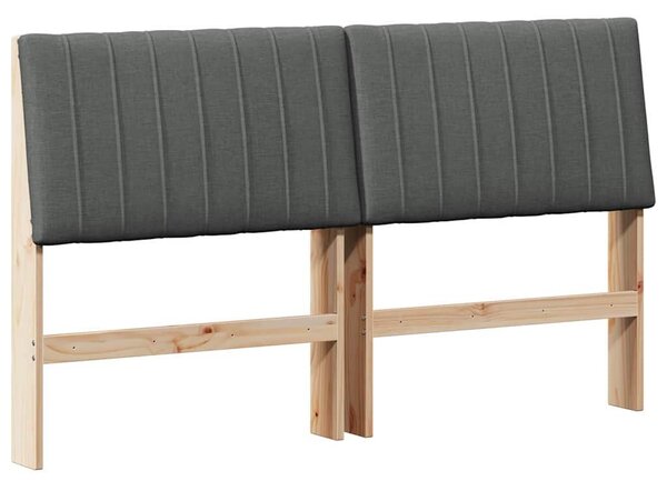 VidaXL Kárpitozott fejtámla Sötétszürke 160 cm Tömör fenyőfa