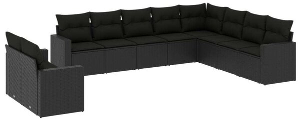 VidaXL Polyrattan Kerti Ülőgarnitúra - Fekete - 10 részes