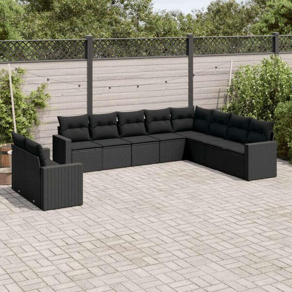 VidaXL Polyrattan Kerti Ülőgarnitúra - Fekete - 10 részes