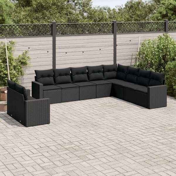 VidaXL Polyrattan Kerti Ülőgarnitúra - Fekete - 10 részes