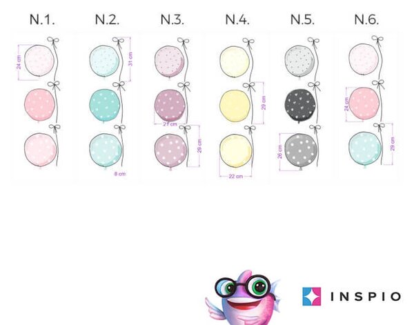 INSPIO - átragasztható textil matrica - Lufi falmatrica több színben