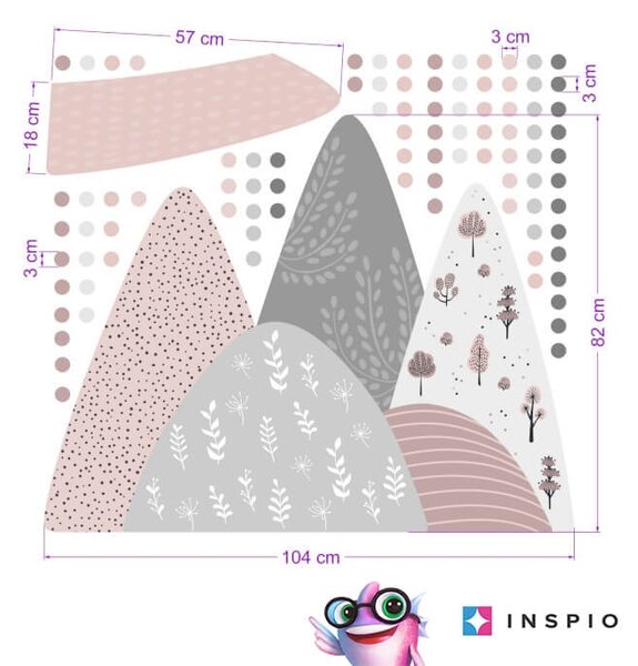 INSPIO - átragasztható textil matrica - Falimatricák lányoknak - Növényekkel teli dombok