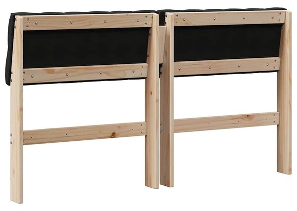 VidaXL Kárpitozott fejtámla Fekete 150 cm Tömör fenyőfa