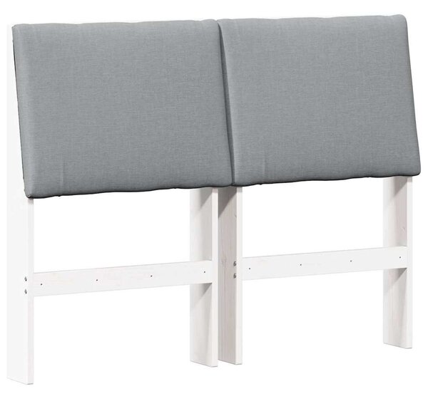 VidaXL Kárpitozott fejtámla Világosszürke 135 cm Tömör fenyőfa
